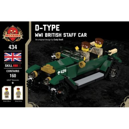 BRICKMANIA 434 non  LOẠI D-XE CHỈ HUY CỦA ANH TRONG THẾ CHIẾN bộ đồ chơi xếp lắp ráp ghép mô hình Military Army D-TYPE WWI BRITISH STAFF CAR Quân Sự Bộ Đội 160 khối
