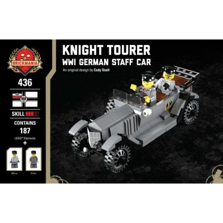 BRICKMANIA 436 non  KNIGHT TOURER-XE CHỈ HUY CỦA ĐỨC TRONG THẾ CHIẾN bộ đồ chơi xếp lắp ráp ghép mô hình Military Army KNIGHT TOURER - WWI GERMAN STAFF CAR Quân Sự Bộ Đội 187 khối