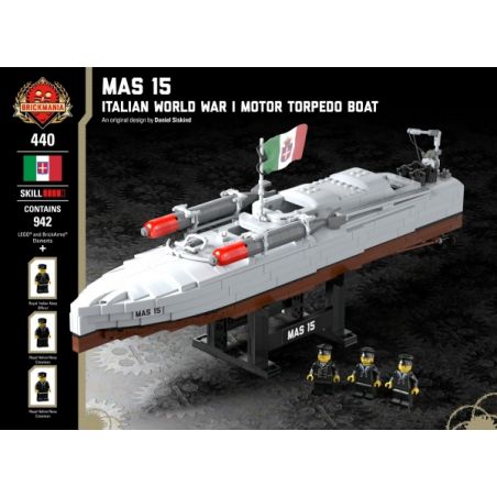 BRICKMANIA 440 non  MAS 15-THUYỀN PHÓNG NGƯ LÔI CỦA Ý TRONG THẾ CHIẾN bộ đồ chơi xếp lắp ráp ghép mô hình Military Army MAS 15 - ITALIAN WORLD WAR MOTOR TORPEDO BOAT Quân Sự Bộ Đội 942 khối
