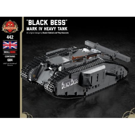 BRICKMANIA 442 non  XE TĂNG HẠNG NẶNG "BLACK BESS" -MARK IV bộ đồ chơi xếp lắp ráp ghép mô hình Military Army "BLACK BESS" - MARK IV HEAVY TANK Quân Sự Bộ Đội 684 khối
