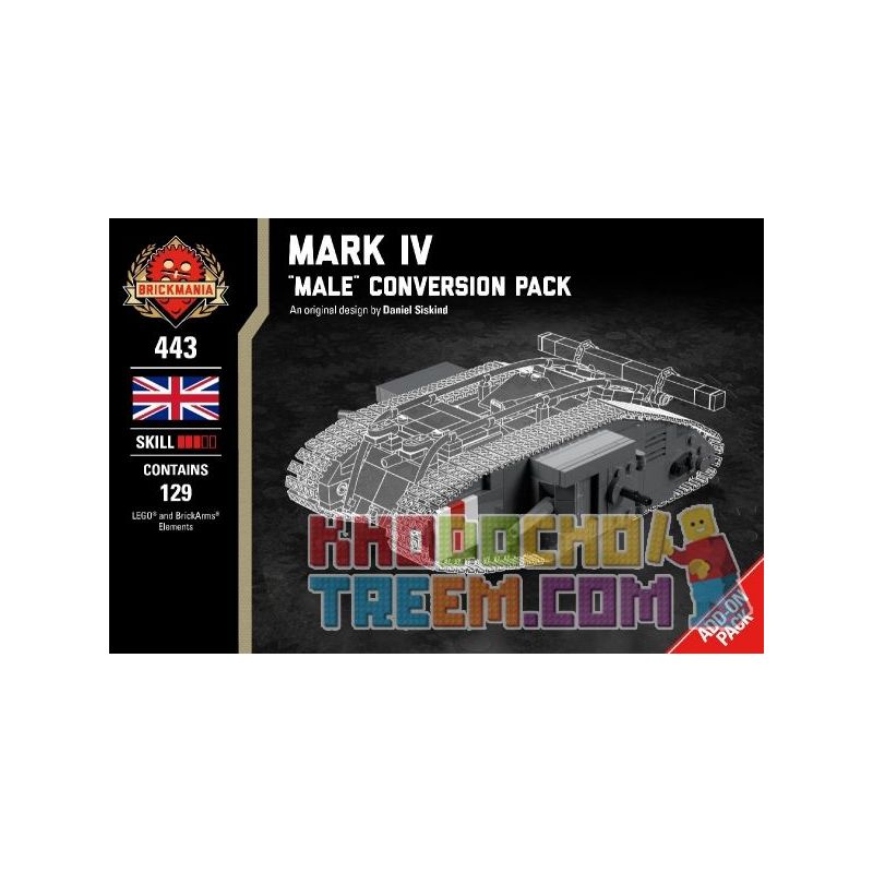 BRICKMANIA 443 non  MARK IV- GÓI CHUYỂN ĐỔI "NAM" bộ đồ chơi xếp lắp ráp ghép mô hình Military Army MARK IV - "MALE" CONVERSION PACK Quân Sự Bộ Đội 129 khối
