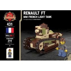 BRICKMANIA 431 non  XE TĂNG HẠNG NHẸ RENAULT FT-PHÁP TRONG THẾ CHIẾN THỨ NHẤT bộ đồ chơi xếp lắp ráp ghép mô hình Military Army RENAULT FT - WWI FRENCH LIGHT TANK Quân Sự Bộ Đội 214 khối