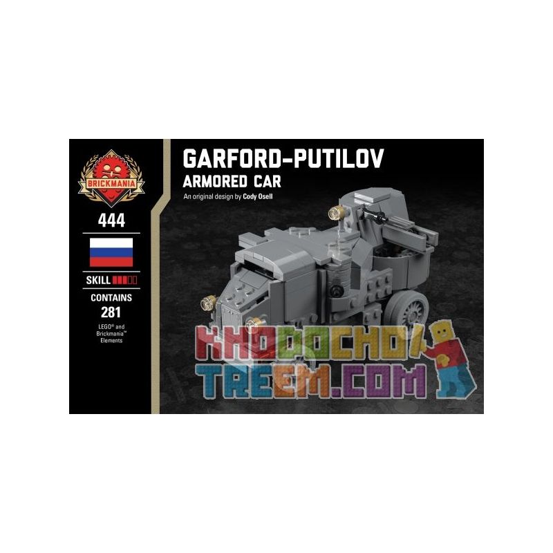 BRICKMANIA 444 non  XE BỌC THÉP GARFORD-PUTILOV bộ đồ chơi xếp lắp ráp ghép mô hình Military Army GARFORD-PUTILOV ARMORED CAR Quân Sự Bộ Đội 281 khối