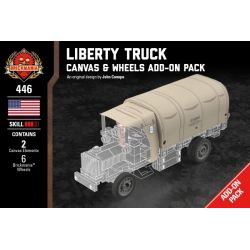 BRICKMANIA 446 non  GÓI PHỤ KIỆN BÁNH XE VÀ VẢI BẠT CHO TẢI LIBERTY bộ đồ chơi xếp lắp ráp ghép mô hình Military Army LIBERTY TRUCK CANVAS & WHEELS ADD-ON PACK Quân Sự Bộ Đội 10 khối