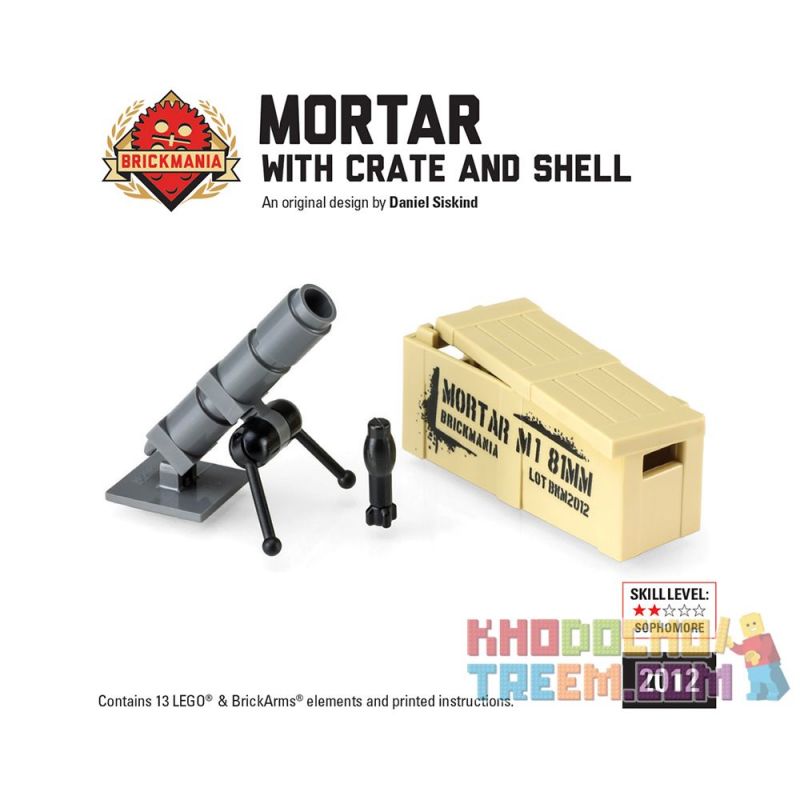BRICKMANIA 2012 non  M1 81MM CỐI bộ đồ chơi xếp lắp ráp ghép mô hình Military Army M1 81MM MORTAR PACK Quân Sự Bộ Đội 13 khối