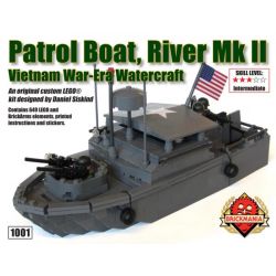 BRICKMANIA 1001 non  TÀU DU LỊCH RIVERINE MKII bộ đồ chơi xếp lắp ráp ghép mô hình Military Army PATROL BOAT RIVERINE MKII Quân Sự Bộ Đội 646 khối
