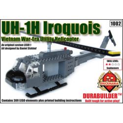 BRICKMANIA 1002 non  BỘ DỤNG CỤ TRỰC THĂNG UH-1H-DURABUILDER bộ đồ chơi xếp lắp ráp ghép mô hình Military Army UH-1H IROQUOIS DURABUILDER KIT Quân Sự Bộ Đội 309 khối