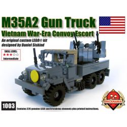 BRICKMANIA 1003 non  XE TẢI VŨ TRANG M35A2 bộ đồ chơi xếp lắp ráp ghép mô hình Military Army M35A2 GUN TRUCK Quân Sự Bộ Đội 326 khối
