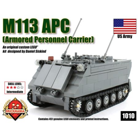 BRICKMANIA 1010 non  TÀU SÂN BAY BỌC THÉP M113 bộ đồ chơi xếp lắp ráp ghép mô hình Military Army M113 ARMORED PERSONNEL CARRIER Quân Sự Bộ Đội 451 khối