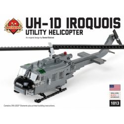 BRICKMANIA 1013 non  TRỰC THĂNG UH-1D bộ đồ chơi xếp lắp ráp ghép mô hình Military Army UH-1D IROQUOIS Quân Sự Bộ Đội 378 khối