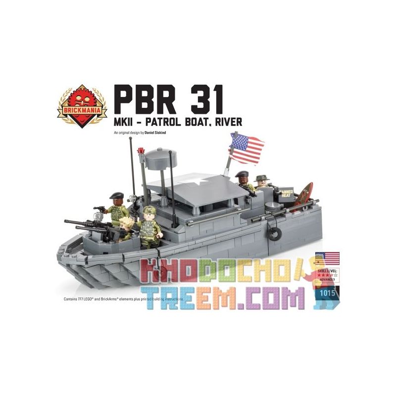 BRICKMANIA 1015 non  PBR 31 MKII-TÀU TUẦN TRA bộ đồ chơi xếp lắp ráp ghép mô hình Military Army PBR 31 MKII – PATROL BOAT RIVER Quân Sự Bộ Đội 653 khối