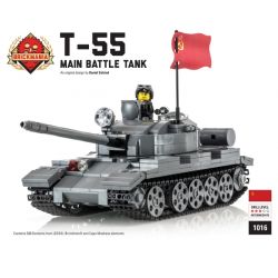 BRICKMANIA 1016 non  XE TĂNG CHIẾN ĐẤU CHỦ LỰC T-55 CỦA NGA bộ đồ chơi xếp lắp ráp ghép mô hình Military Army T-55 RUSSIAN MAIN BATTLE TANK Quân Sự Bộ Đội 536 khối