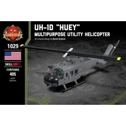 BRICKMANIA 1029 non  MÁY BAY TRỰC THĂNG ĐA NĂNG UH-1D HUEY bộ đồ chơi xếp lắp ráp ghép mô hình Military Army UH-1D "HUEY" MULTIPURPOSE UTILITY HELICOPTER Quân Sự Bộ Đội 405 khối