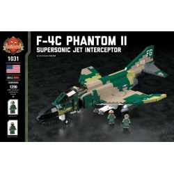 BRICKMANIA 1031 non  MÁY BAY CHIẾN ĐẤU-ĐÁNH CHẶN SIÊU THANH F-4 PHANTOM II bộ đồ chơi xếp lắp ráp ghép mô hình Military Army F-4C PHANTOM II SUPERSONIC JET INTERCEPTOR Quân Sự Bộ Đội 1290 khối