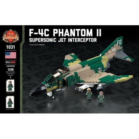 BRICKMANIA 1031 non  MÁY BAY CHIẾN ĐẤU-ĐÁNH CHẶN SIÊU THANH F-4 PHANTOM II bộ đồ chơi xếp lắp ráp ghép mô hình Military Army F-4C PHANTOM II SUPERSONIC JET INTERCEPTOR Quân Sự Bộ Đội 1290 khối