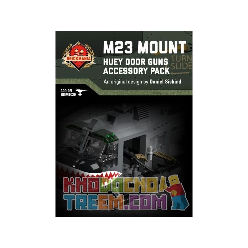 BRICKMANIA 016 non  BỘ PHỤ KIỆN SÚNG MÁY TRỰC THĂNG HUEY BRACKET-HUEY bộ đồ chơi xếp lắp ráp ghép mô hình Military Army M23 MOUNT - HUEY DOOR GUNS ACCESSORY PACK Quân Sự Bộ Đội