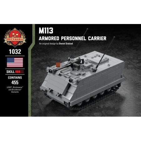 BRICKMANIA 1032 non  TÀU SÂN BAY BỌC THÉP M113 bộ đồ chơi xếp lắp ráp ghép mô hình Military Army M113 - ARMORED PERSONNEL CARRIER Quân Sự Bộ Đội 455 khối