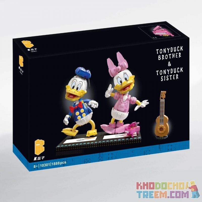 K BOX 10301 non  VỊT TANG LÀO VÀ DER bộ đồ chơi xếp lắp ráp ghép mô hình Creator TONYDUCK BROTHER & SISTER Sáng Tạo 1888 khối