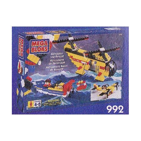MEGA BLOKS 992 non  TRỰC THĂNG CỨU HỘ HÀNG HẢI bộ đồ chơi xếp lắp ráp ghép mô hình City HELICOPTER SEA RESCUE Thành Phố 250 khối