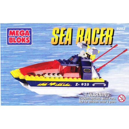 MEGA BLOKS 9252 non  CHÈO THUYỀN TRÊN BIỂN bộ đồ chơi xếp lắp ráp ghép mô hình City SEA RACER Thành Phố 70 khối