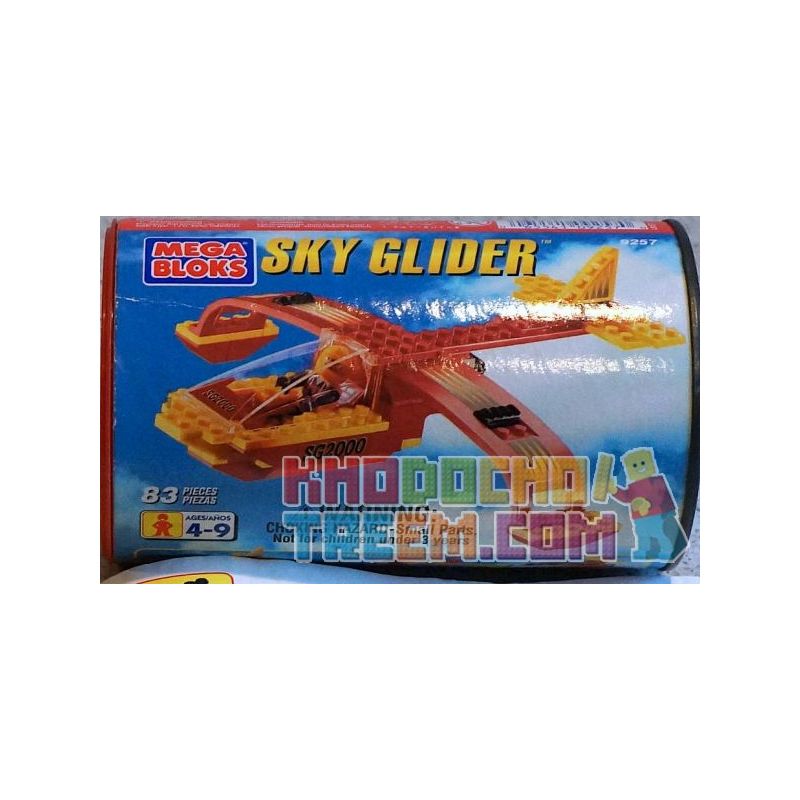 MEGA BLOKS 9257 non  TÀU LƯỢN TRÊN KHÔNG bộ đồ chơi xếp lắp ráp ghép mô hình City SKY GLIDER Thành Phố 83 khối