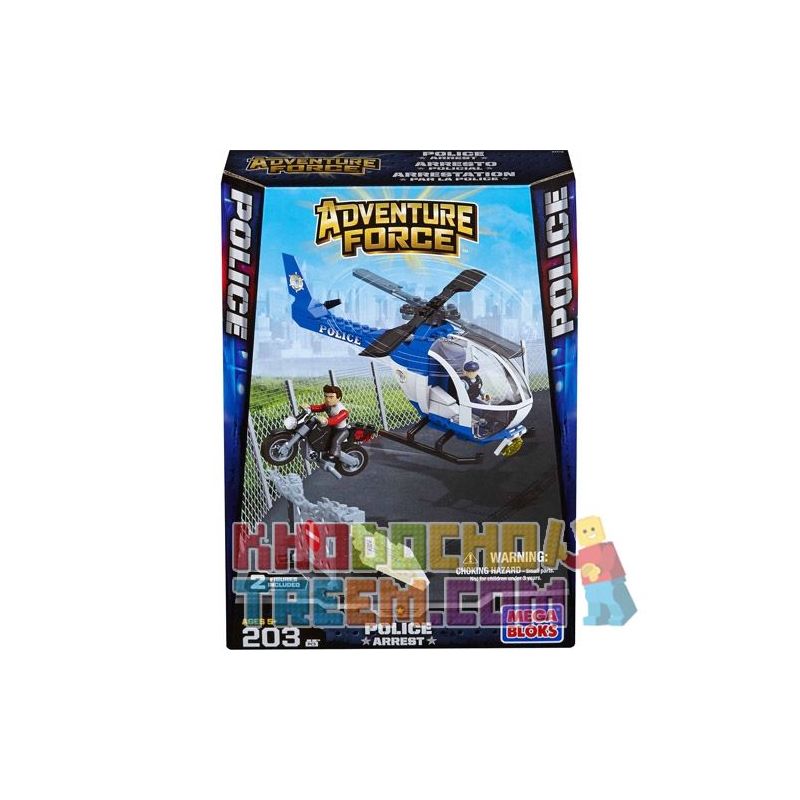 MEGA BLOKS 94416 non  TRỰC THĂNG CẢNH SÁT bộ đồ chơi xếp lắp ráp ghép mô hình City POLICE CHOPPER Thành Phố 203 khối