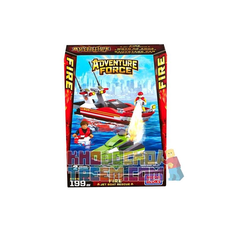 MEGA BLOKS 94419 non  TÀU CỨU HỎA bộ đồ chơi xếp lắp ráp ghép mô hình City FIRE JET BOAT Thành Phố 199 khối