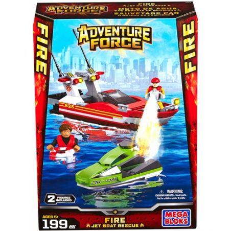MEGA BLOKS 94419 non  TÀU CỨU HỎA bộ đồ chơi xếp lắp ráp ghép mô hình City FIRE JET BOAT Thành Phố 199 khối