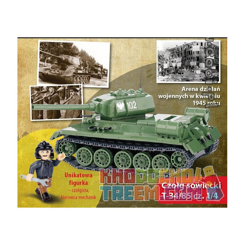 COBI WD-5551 5551 WD5551 WD-5552 5552 WD5552 WD-5553 5553 WD5553 WD-5554 5554 WD5554 non  T-34 85 TRẬN BERLIN SỐ 2 bộ đồ chơi xếp lắp ráp ghép mô hình Military Army T-34/85 BATTLE OF BERLIN NO. 2/3/4/5 Quân Sự Bộ Đội 400 khối