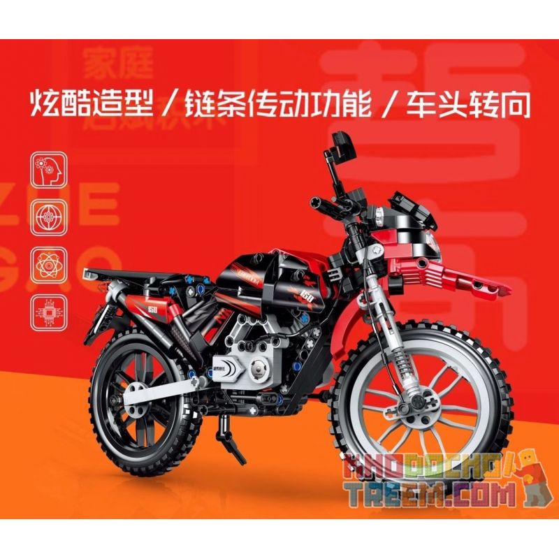 ZHEGAO QL0440 0440 non  MÔ TÔ ĐỊA HÌNH bộ đồ chơi xếp lắp ráp ghép mô hình  CROSS COUNTRY MOTORCTCLE Kỹ Thuật Công Nghệ Cao Mô Hình Phương Tiện 481 khối