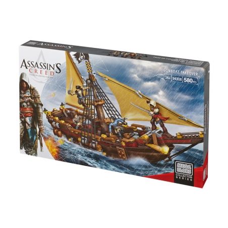 MEGA BLOKS 94308 DBJ05 non  CHỤP PHÁO HẠM bộ đồ chơi xếp lắp ráp ghép mô hình Assassin's Creed GUNBOAT TAKEOVER 580 khối