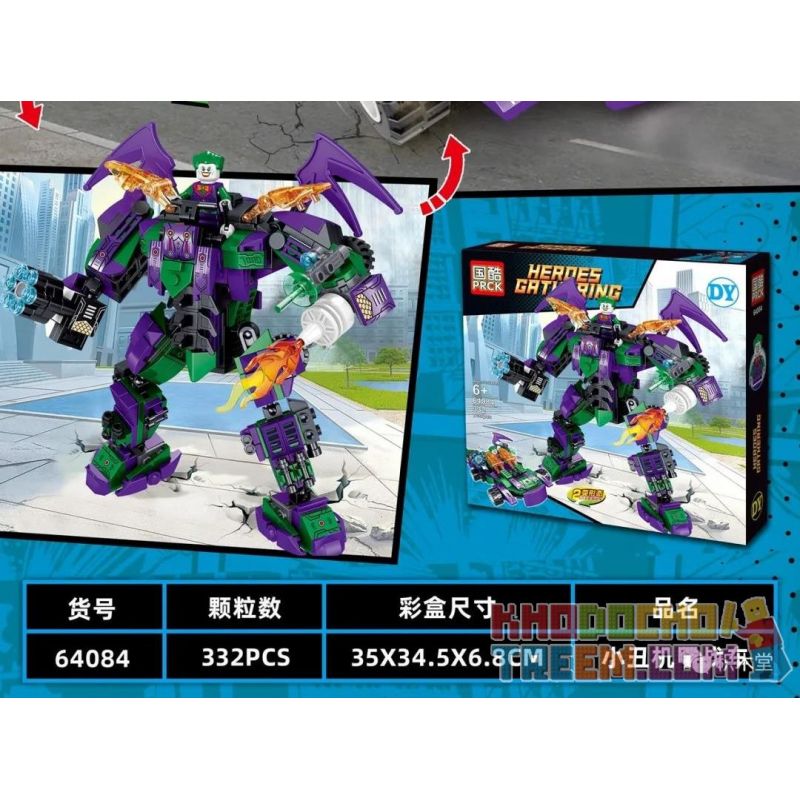 PRCK 64084 non  JOKER MECH XE NGỰA bộ đồ chơi xếp lắp ráp ghép mô hình Super Heroes HEROES GATHERING Siêu Nhân Anh Hùng 332 khối