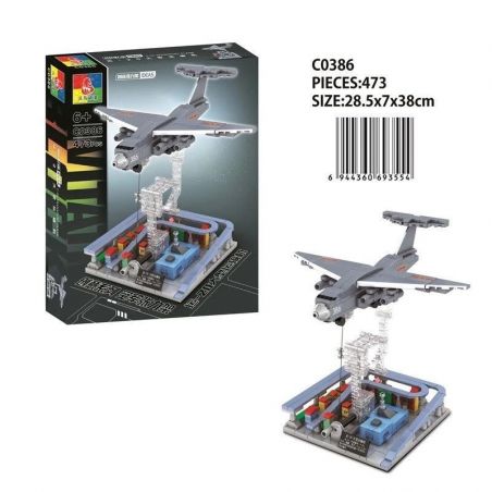 WOMA C0386 0386 non  MÁY BAY VẬN TẢI LỚN YUN-20 bộ đồ chơi xếp lắp ráp ghép mô hình Military Army Quân Sự Bộ Đội 473 khối