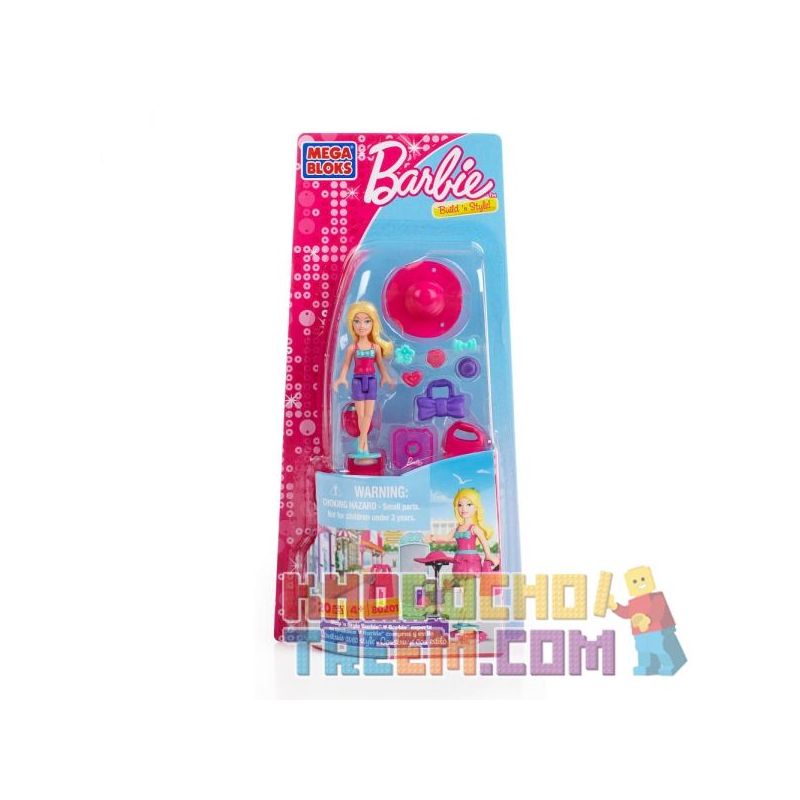 MEGA BLOKS 80201 non  MUA SẮM THỜI TRANG BARBIE bộ đồ chơi xếp lắp ráp ghép mô hình  SHOP 'N STYLE BARBIE Các Bạn Gái 20 khối