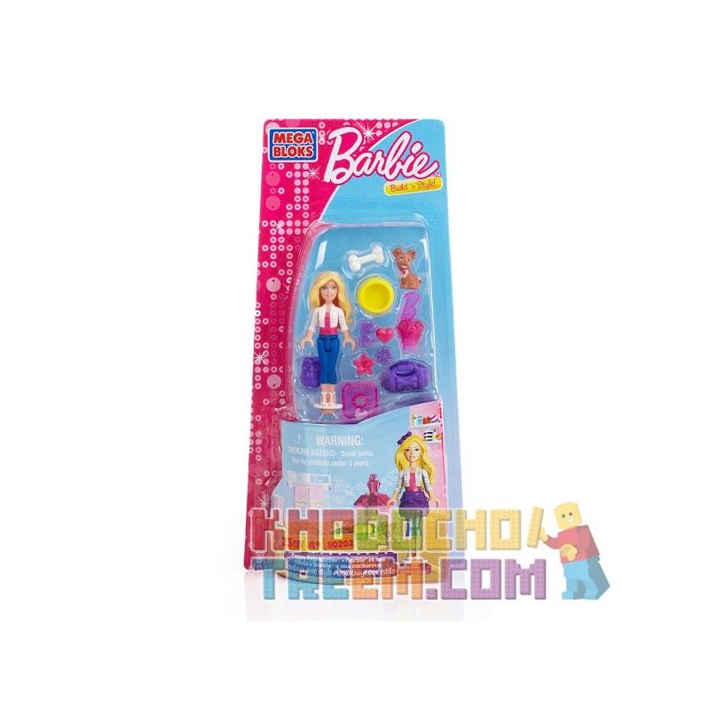 MEGA BLOKS 80202 non  CHÓ CON VÀ BÚP BÊ BARBIE bộ đồ chơi xếp lắp ráp ghép mô hình  PUPPY PALS BARBIE Các Bạn Gái 23 khối