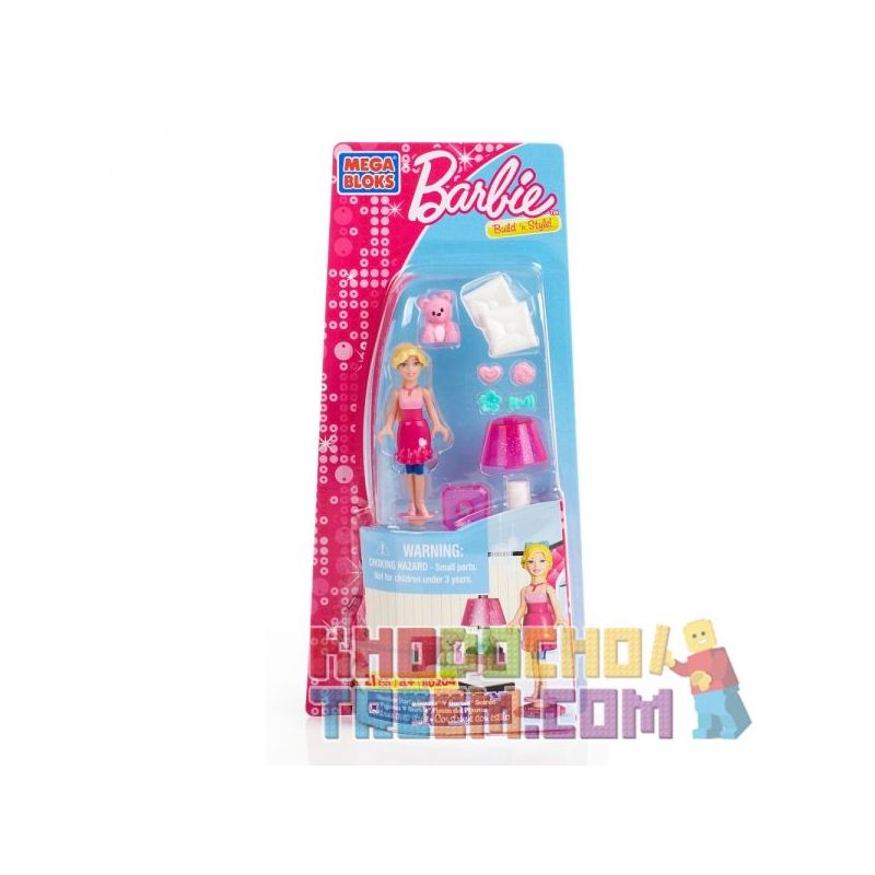 MEGA BLOKS 80204 non  PJAMA PARTY BARBIE bộ đồ chơi xếp lắp ráp ghép mô hình  SLUMBER PARTY BARBIE Các Bạn Gái 21 khối