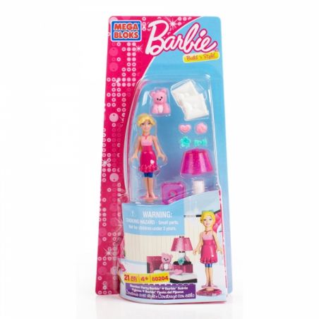 MEGA BLOKS 80204 non  PJAMA PARTY BARBIE bộ đồ chơi xếp lắp ráp ghép mô hình  SLUMBER PARTY BARBIE Các Bạn Gái 21 khối