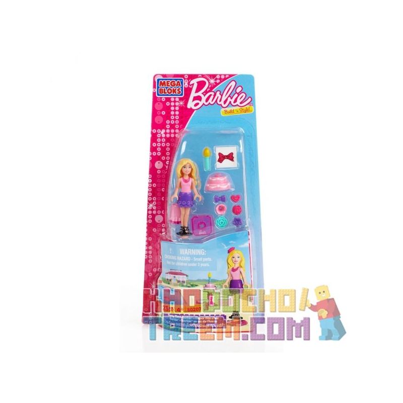 MEGA BLOKS 80207 non  THỜI GIAN TIỆC TÙNG BARBIE bộ đồ chơi xếp lắp ráp ghép mô hình  PARTY TIME BARBIE Các Bạn Gái 23 khối