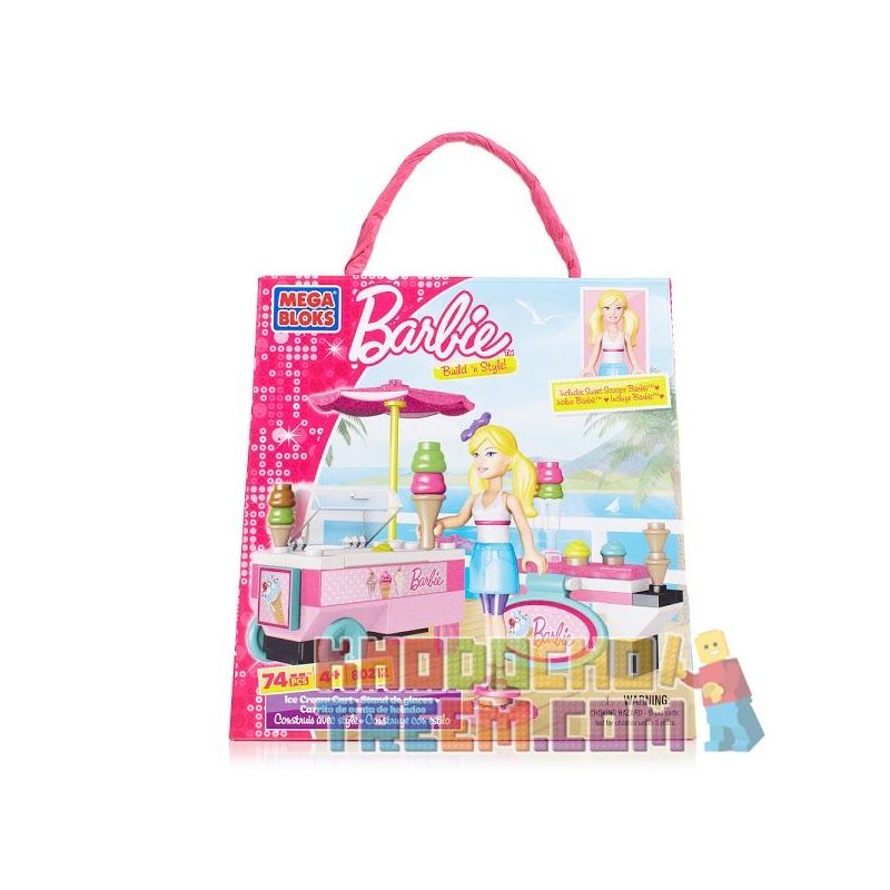 MEGA BLOKS 80212 non  XE KEM bộ đồ chơi xếp lắp ráp ghép mô hình  ICE CREAM CART Các Bạn Gái 74 khối