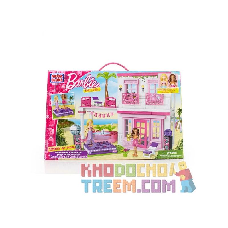 MEGA BLOKS 80226 non  NHÀ Ở BỜ BIỂN bộ đồ chơi xếp lắp ráp ghép mô hình  BEACH HOUSE Các Bạn Gái 129 khối