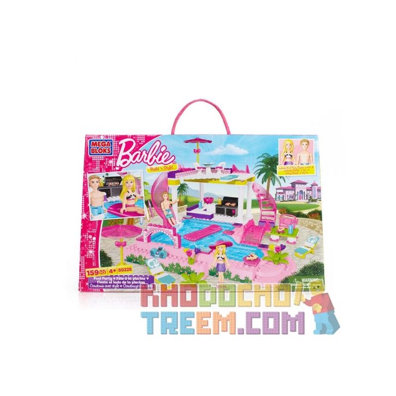MEGA BLOKS 80228 non  TIỆC BỂ BƠI bộ đồ chơi xếp lắp ráp ghép mô hình  POOL PARTY Các Bạn Gái 159 khối