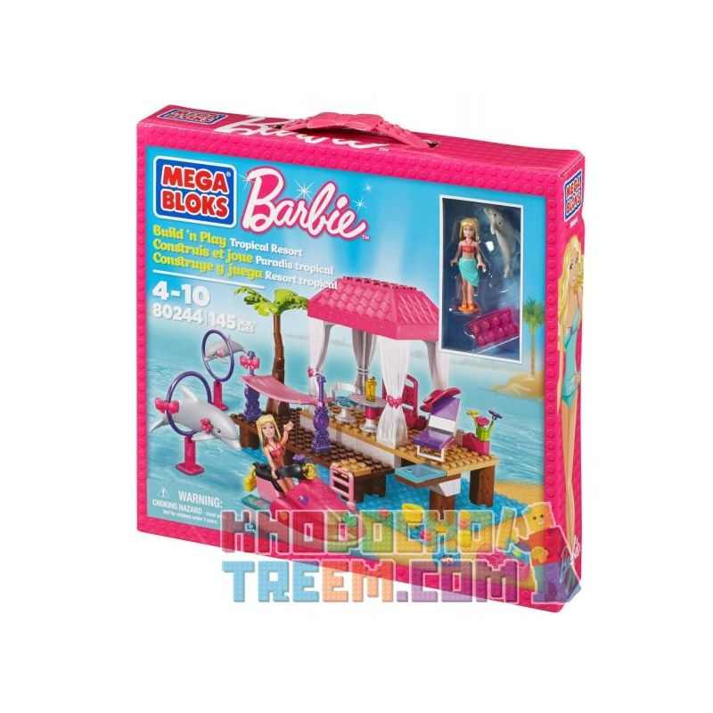 MEGA BLOKS 80244 non  KHU NGHỈ MÁT NHIỆT ĐỚI bộ đồ chơi xếp lắp ráp ghép mô hình  TROPICAL RESORT Các Bạn Gái 143 khối
