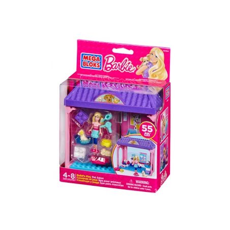MEGA BLOKS 80164 non  TIỆM THÚ CƯNG bộ đồ chơi xếp lắp ráp ghép mô hình  BUILD ‘N PLAY PET SALON Các Bạn Gái 55 khối