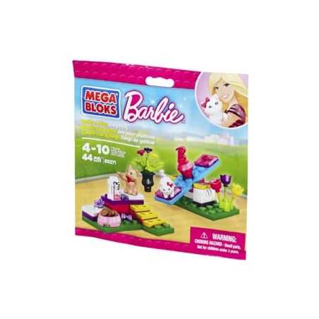MEGA BLOKS 80271 non  MÈO CON VUI ĐÙA bộ đồ chơi xếp lắp ráp ghép mô hình  BUILD ’N PLAY KITTEN Các Bạn Gái 44 khối