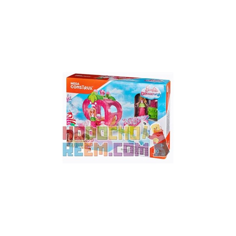 MEGA BLOKS FFP26 non  XE DÂU bộ đồ chơi xếp lắp ráp ghép mô hình  STRAWBERRY CARRIAGE Các Bạn Gái 80 khối