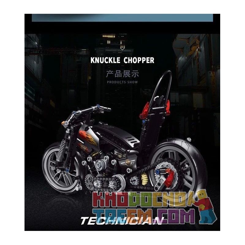 MouldKing 23005 Mould King 23005 REBRICKABLE MOC-17249 17249 MOC17249 non  HARLEY KNUCKLE CHOPPER XE MÁY bộ đồ chơi xếp lắp ráp ghép mô hình  FAST RC MOTORCYCLE - IT REALLY WORKS AND STANDS UP! 30KMH WITH BUWIZZ 2.0 Kỹ Thuật Công Nghệ Cao Mô Hình Phương Tiện 340 khối