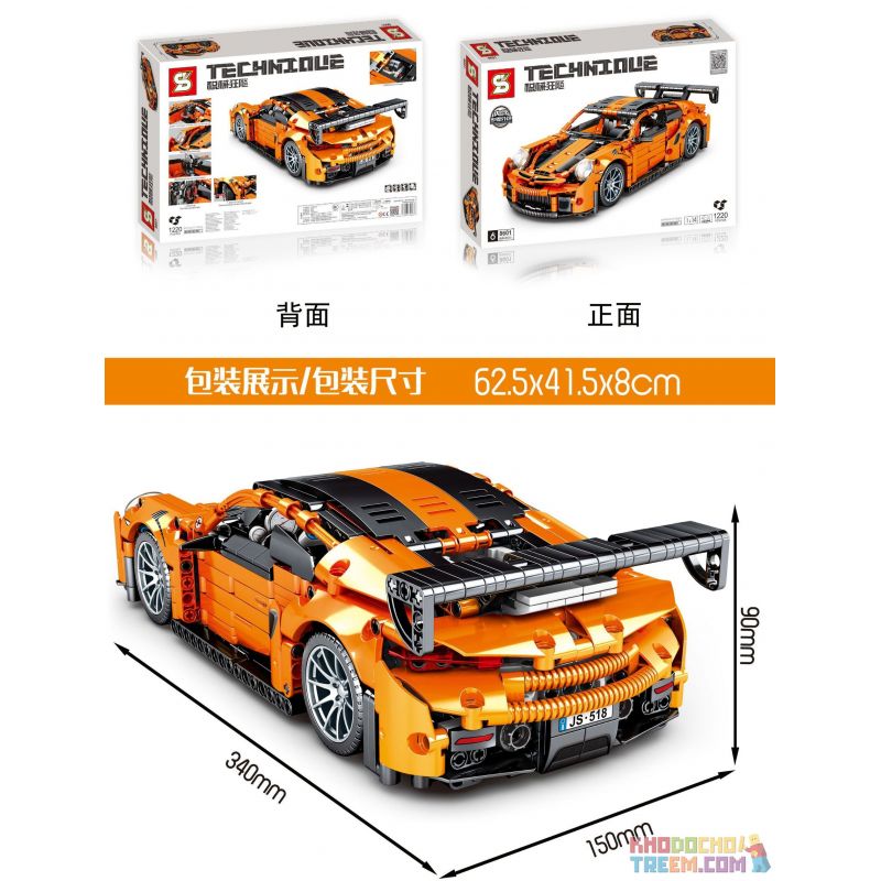 SHENG YUAN SY 8601 non  XE THỂ THAO PORSCHE 911 1:14 tỷ lệ 1:14 bộ đồ chơi xếp lắp ráp ghép mô hình  TECHINQUE Kỹ Thuật Công Nghệ Cao Mô Hình Phương Tiện 1220 khối