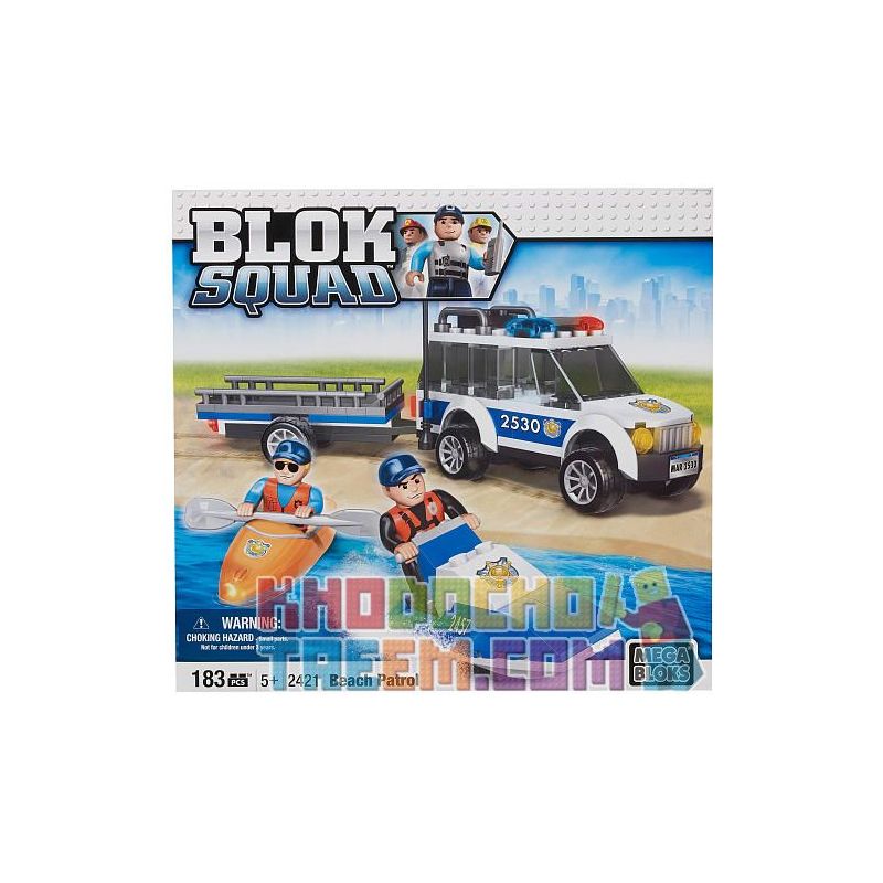 MEGA BLOKS 2421 non  TUẦN TRA BỜ BIỂN bộ đồ chơi xếp lắp ráp ghép mô hình City BEACH PATROL Thành Phố 183 khối