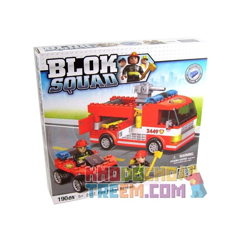 MEGA BLOKS 2422 non  TUẦN TRA CỨU HỎA VÀ NẠN bộ đồ chơi xếp lắp ráp ghép mô hình City FIRE PATROL RESCUE Thành Phố 190 khối