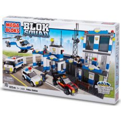 MEGA BLOKS 2420 non  ĐỒN CẢNH SÁT VÀ NHÀ TÙ bộ đồ chơi xếp lắp ráp ghép mô hình City POLICE STATION WITH JAIL Thành Phố 832 khối
